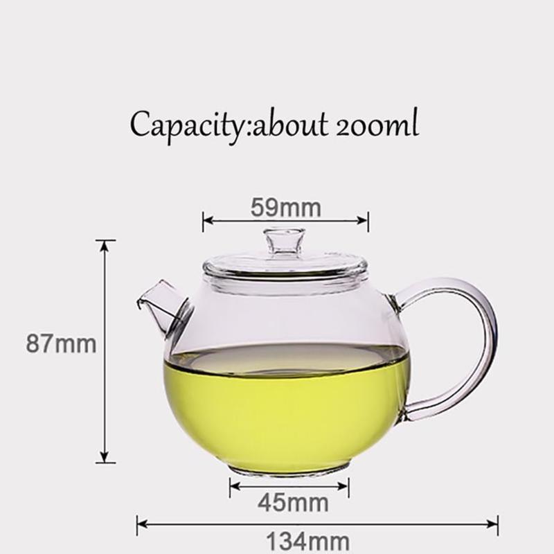 Transparent Glass Teapot 200ml Heat Resistant Kung Fu Tea Set Mini Small Teapot with Puerh Filter