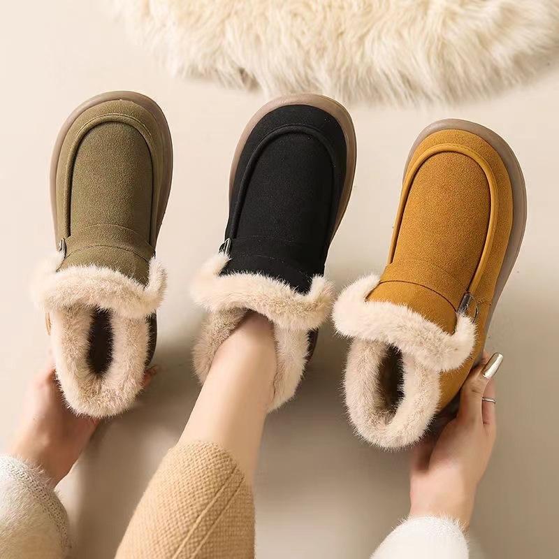 Women's Snow Boots Women's Winter Item with Plush and Thick Cotton Boots Warm Flat Bottomed Soft Soled Women's Cotton Shoes