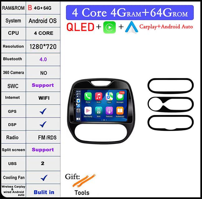 Car Radio Wireless Carplay for Renault Kaptur Captur Clio samsung QM3 2013 2014 2015 2016 MultimediaPlayer Android Auto 4G