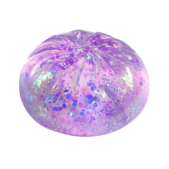 Yousheng 1/4Pcs Clear Glitter Dumpling Squeeze Toy, Soft Steamed Bun Stress Relief Toy, Hand Exercise Relaxation Tool for Kids Adults