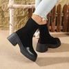 New Women'S Platform Boots For Petite- Chunky Heel Ankle Boots With Rear Zipper , Retro Style Fall/Winter Booties