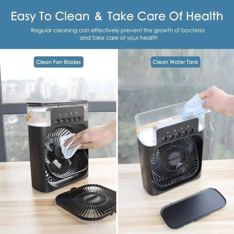 Portable Fan Air Conditioners Mini Evaporative Cooler USB Electric Fan LED Night Light Water Mist Fun 3 In 1 Humidifie For Home