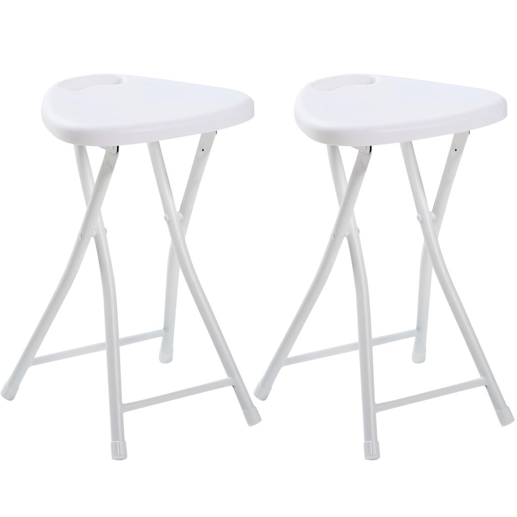 VECELO Folding Pipe Chairs of Fully 45cm 100kg Weight White Chairs, (Set 2), Foldable, Lightweight, Slim, Portable, Assembled, High, Capacity,