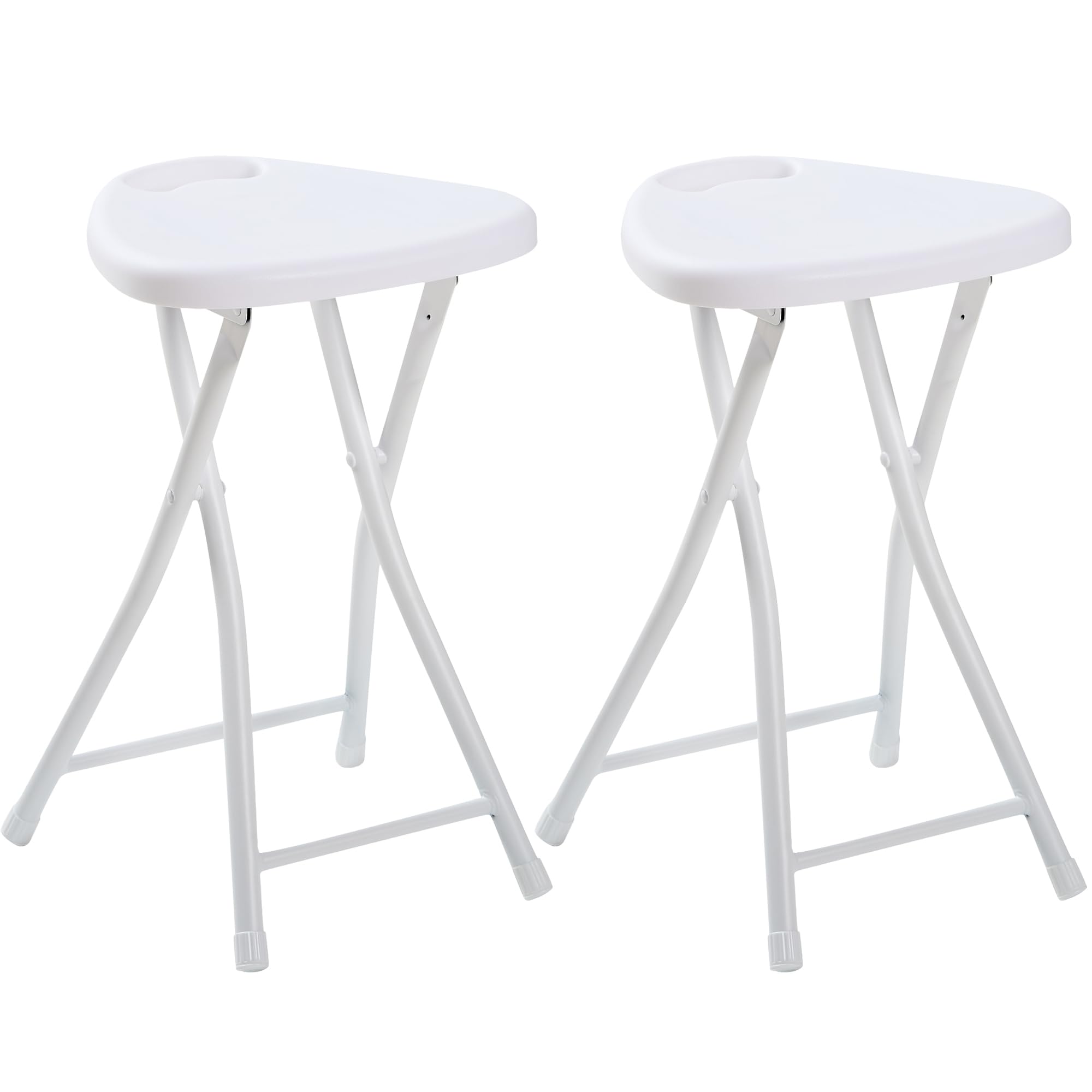 

VECELO Folding Pipe Chairs of Fully 45cm 100kg Weight White Chairs, (Set 2), Foldable, Lightweight, Slim, Portable, Assembled, High, Capacity,