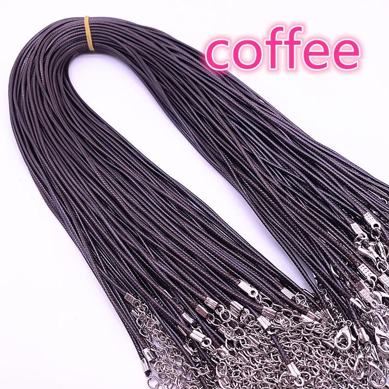 New 10pcs 1.5mm Leather Cord Wax Rope Chain Necklace Extender Chain Lobster Clasp DIY Jewelry Accessories