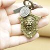 Handmade Alloy Lion Skull Punk Keychain for Men