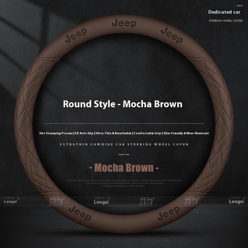 Car AntiSlip Leather Steering Wheel Cover For Jeep Wrangler Renegade Patriot Commander Grand Cherokee Compass Wagoneer Gladiator