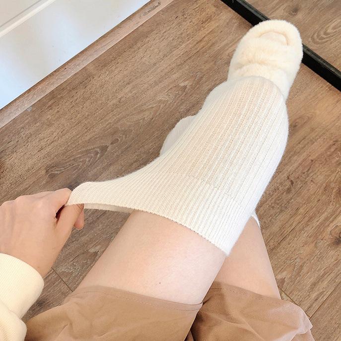1Pair Women'S Thigh-High Winter Warm Soft Over-Knee Leg Warmers - Thermal Thermal Insulation, All-Season Comfort, Solid Color