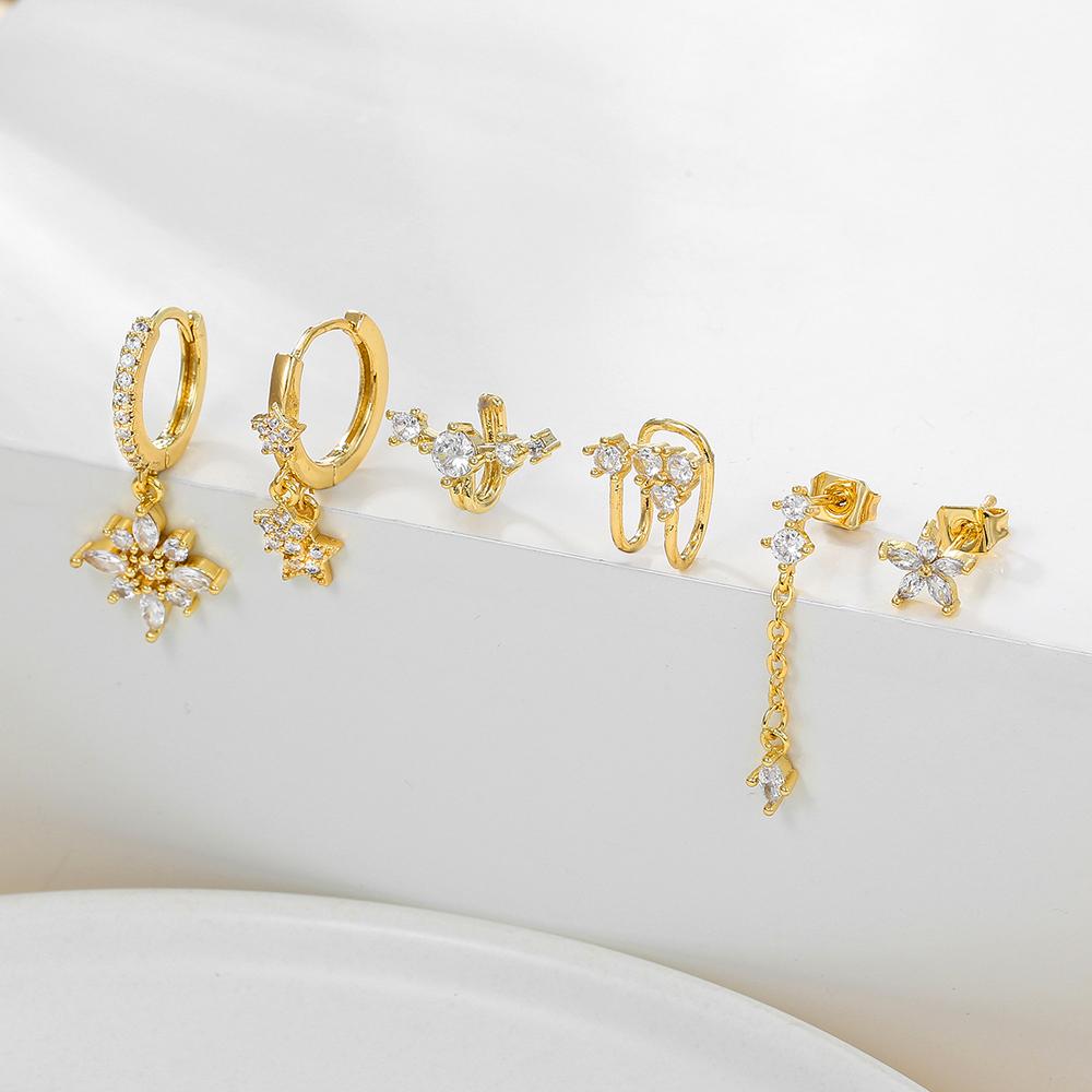 2PCS New Design Gold Color Star Dangle Earrings for Women Luxury Star Pendientes Earring  New In Y2k Jewelry Aretes De Mujer