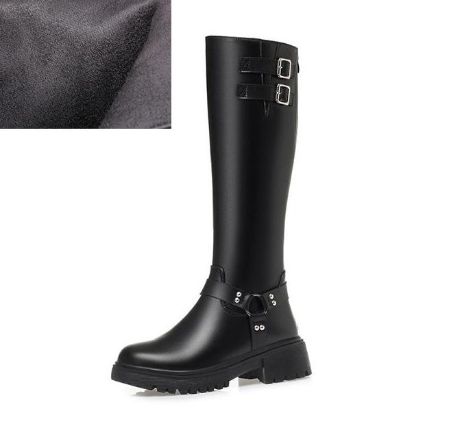 Fashion GKTINOO Knight Boots Women 2024 New Microfiber Leather Winter Boots Women Non-slip Women Large Size Platform Long Boots Women