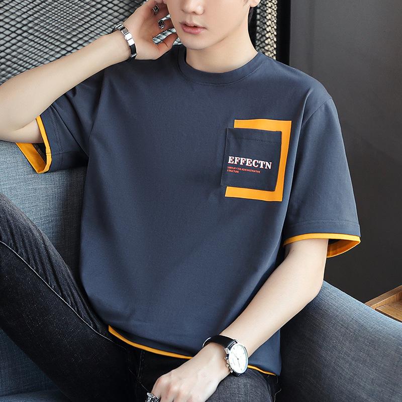 Short Sleeve T-Shirt Men's Summer New Trendy Brand Cotton Loose Half Sleeve Crew Neck T-Shirt Clothes Men's Clothing