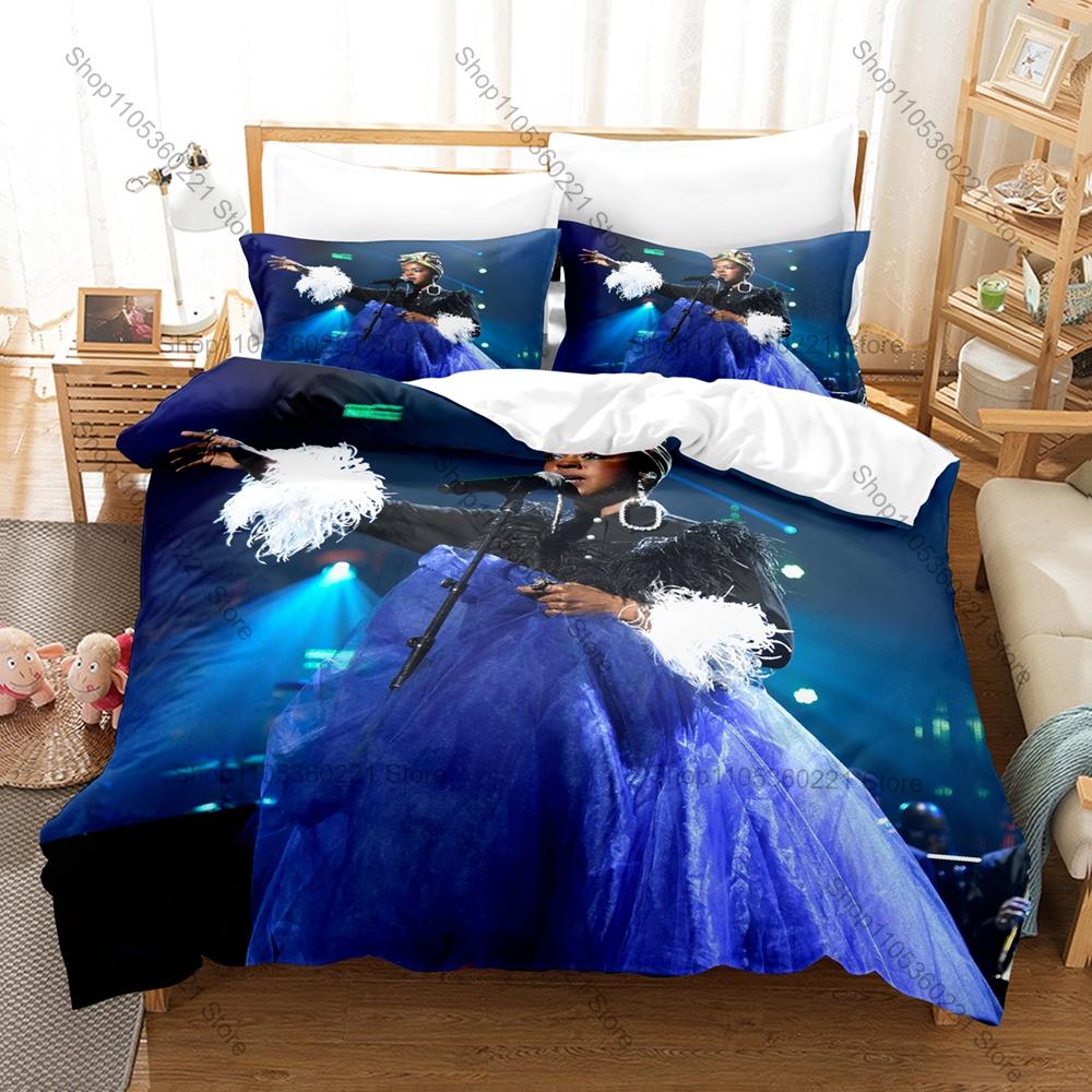 Lauryn Hill Vintage Afro Soul Reggae Themed 3PCS Bedding 1 Duvet Cover + 2 Pillowcases Envelope Pillow Covers All Season