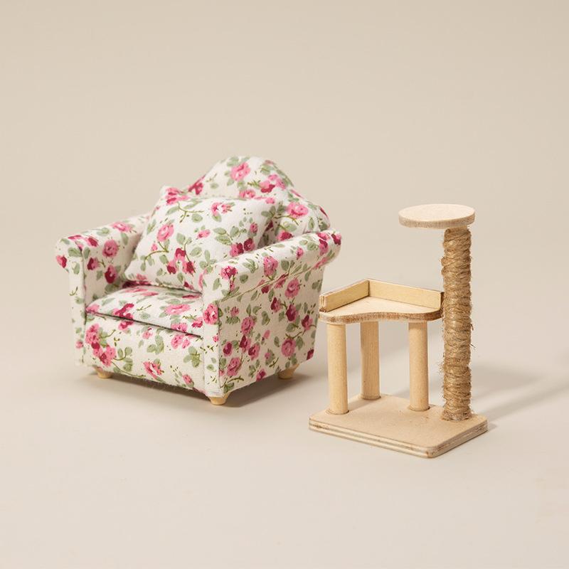 1: 12 Dollhouse Home Furnishings Mini Cat Toy Furnishings Cat Climbing Rack