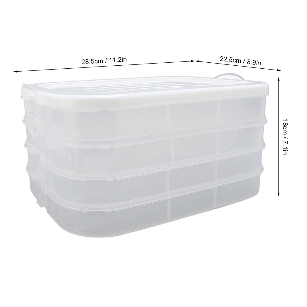 4 Layer Dumpling Storage Box with Lid Double Buckle Sealing Stackable Food Container for Kitchen Ref