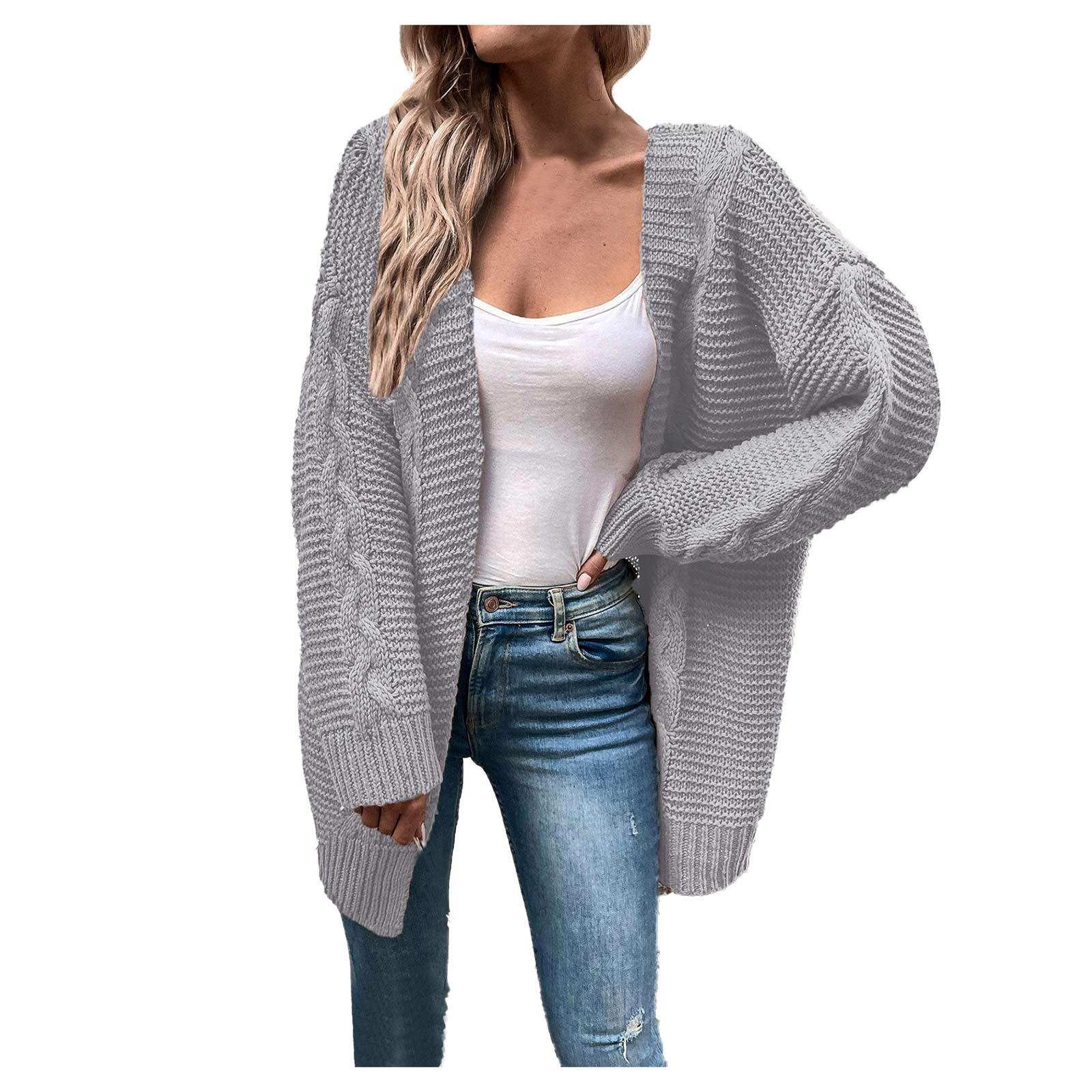 

Женский модный темпераментный повседневный вязаный кардиган с узором из конопли, свитер, пальто M