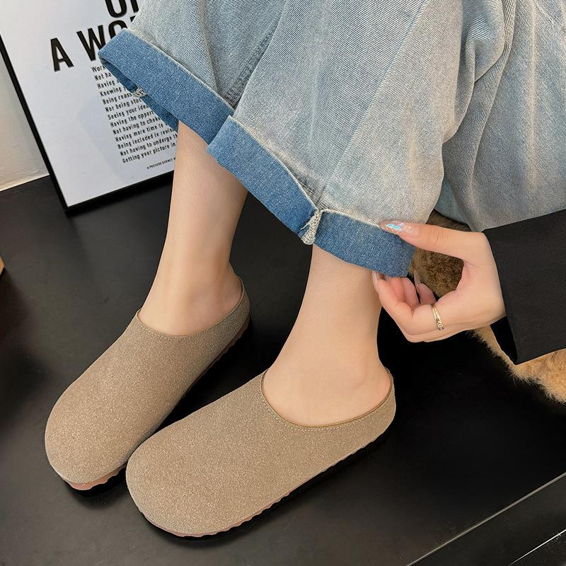 Retro flat-bottomed bag head Boken slippers women's 2025 autumn new versatile flat-bottomed lazy sandals one pedal and half drag