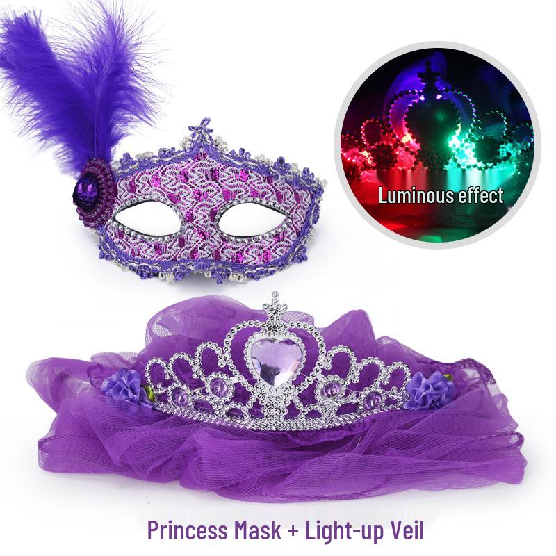 Princess Masquerade Mask for Girls - Halloween Veil and Party Dress-Up Toy