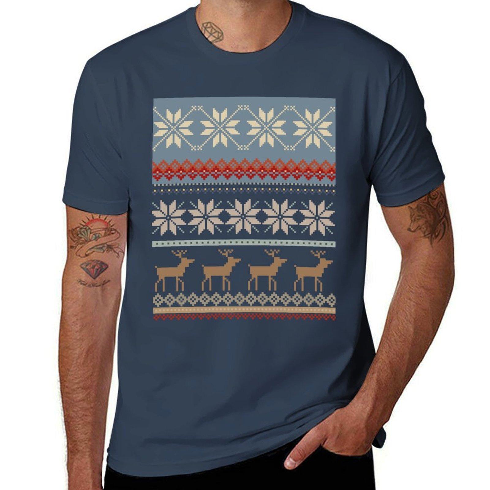 Fair Isle Tshirt Work Wear Simple Tee Shirt S