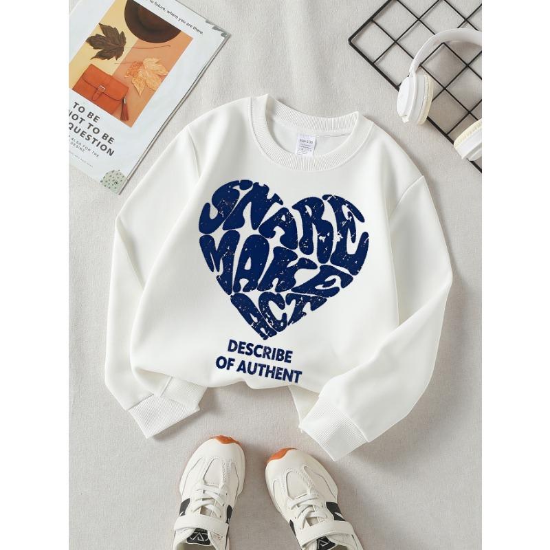 European sizes Girls' Soft Crewneck Sweatshirt "Make Art" Print, Casual for Fall Winter, Ideal Holiday Present.