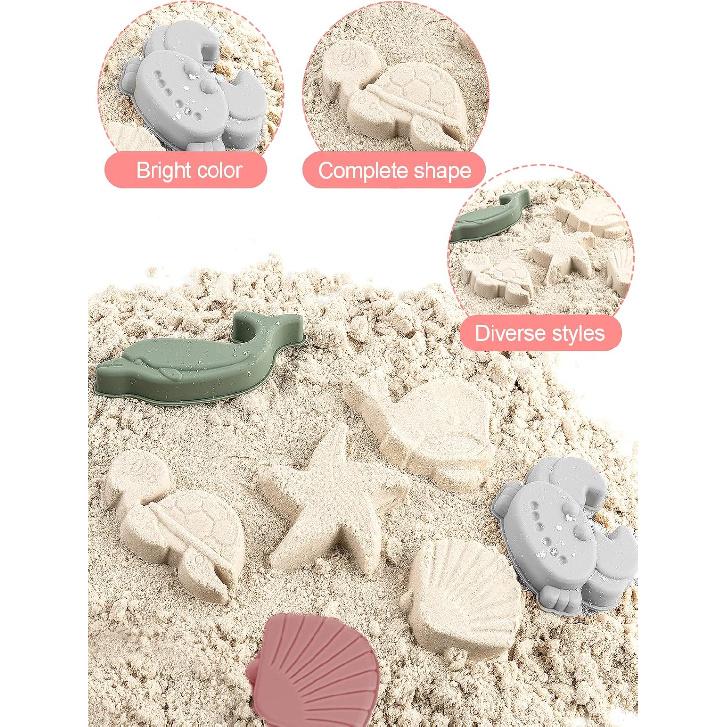 9Pcs Silicone Beach Toys for Baby Girls with Portable Beach Bag - Toddler Beach Set with Sand Toy Molds Shovel Bucket Set, Sand Toys Sandbox Toys for