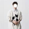 Trendy Cartoon Cat Knit Sweater: Men's Autumn/Winter Round Neck Couple's Loose Casual Style