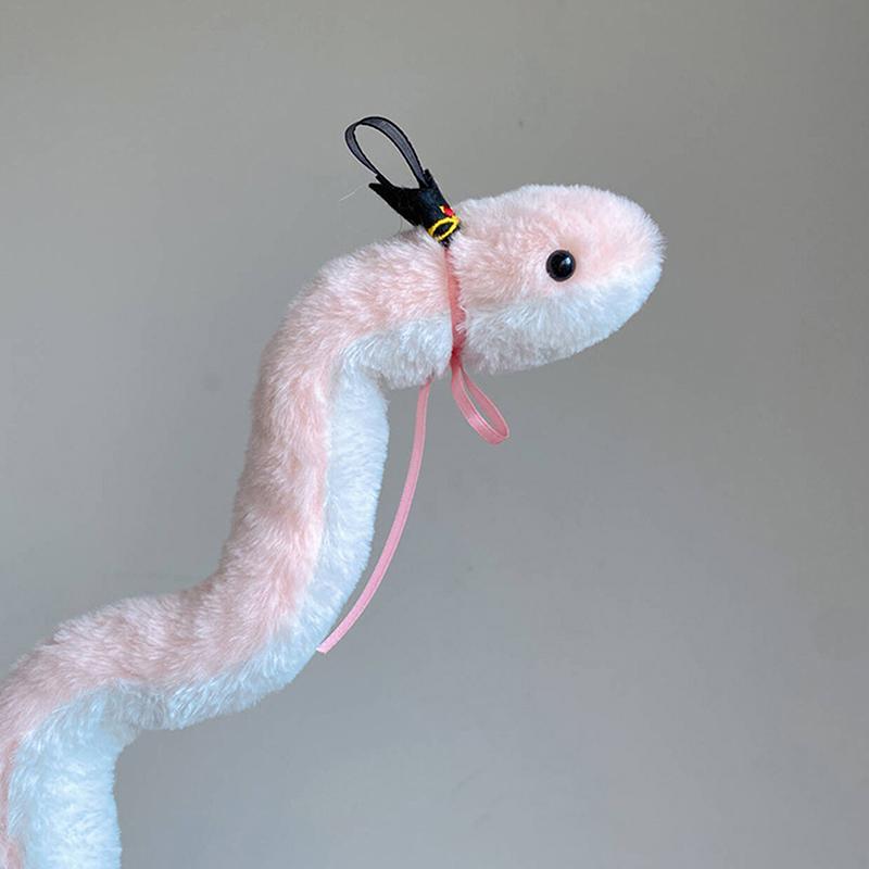Cute Creative Snake Plush Toy Cartoon Small Pink Snake Soft Stuffed Doll Wristband Room Ornament  Year Mascot Decoration Gift
