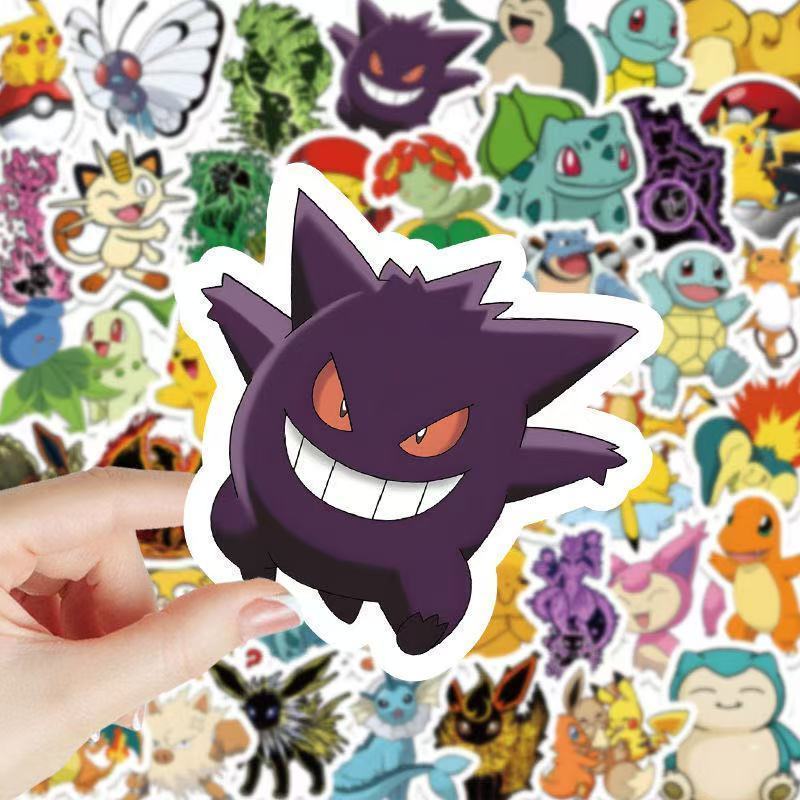100Pcs Character Sticker Set Pikachu Gengar Stickers Cartoon Decals For Diy Crafts Notebooks Kids Toys Gift