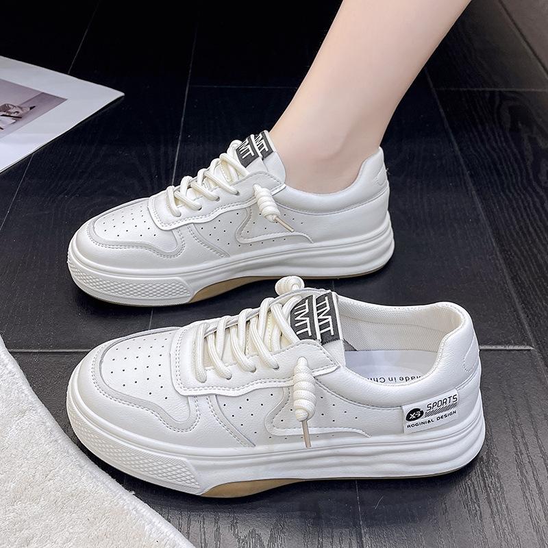 

Casual sports little white shoes women s 2024 autumn new versatile board shoes muffin thick sole leather surface light women s shoes 35 зелений