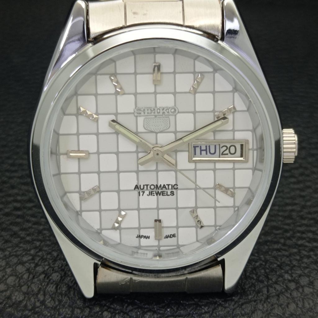 REFURBISHED SEIKO 5 AUTOMATIC MENS WATCH JAPAN MADE WHITE DIAL CUSTOM A440098-2 QV90-a440098