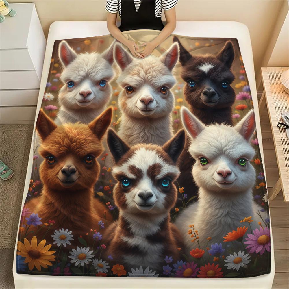 1PC Animals Print Flannel Blanket, High quality Comfortable for All Seasons, Home Decor, Warmth and Comfort