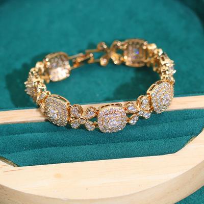 European and N Fashion Exquisite Zircon Jewelry with Sapphire Flash Diamond Plated White Lady Bracelet