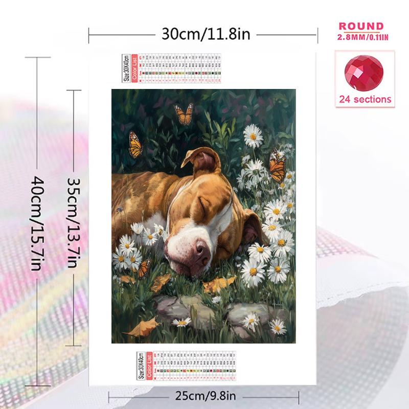 Pitbull and grassland Pattern 3pcs 100% Round Full Drill 5D DIY Diamond Painting Embroidery Cross Stitch Rhinestone Décor