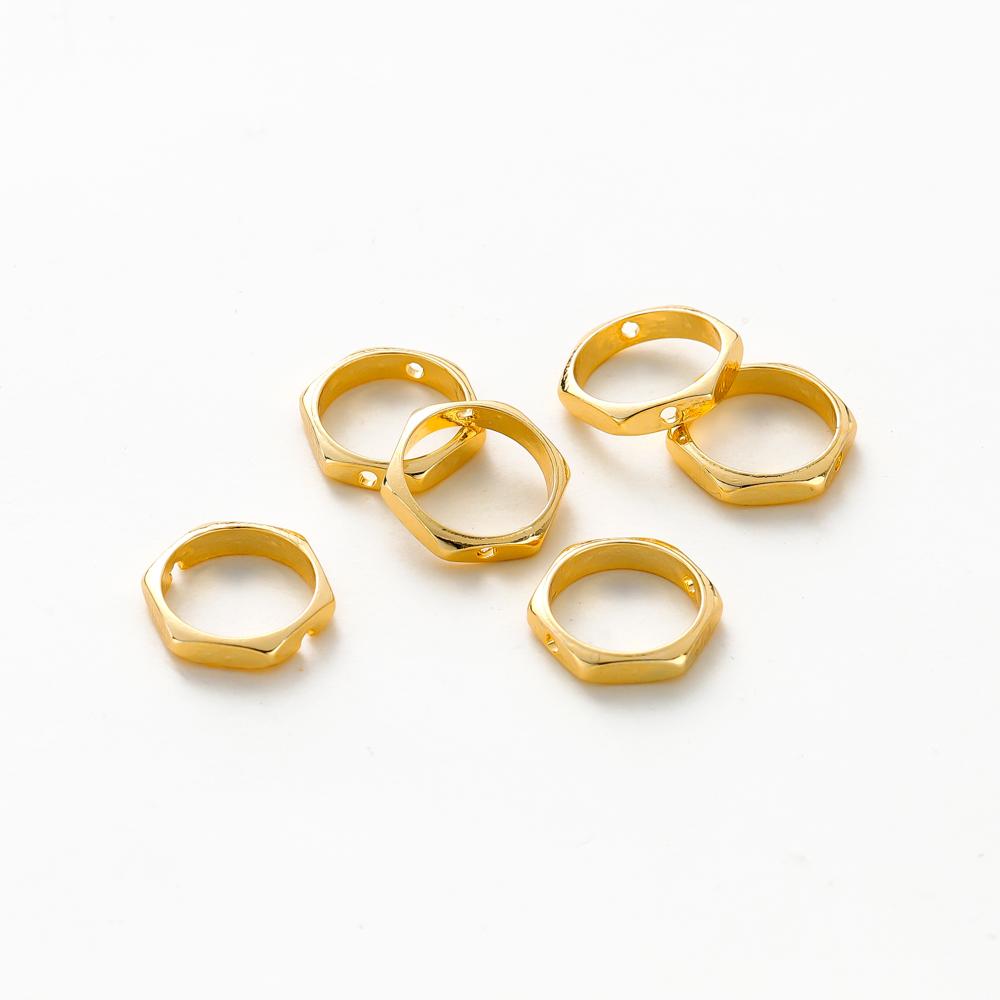 

20pcs 8/10/12mm 14K/18K Gold Color Plated Brass Beads Hexagon Can Through Beads Jewelry Making Supplies Findings 8mm