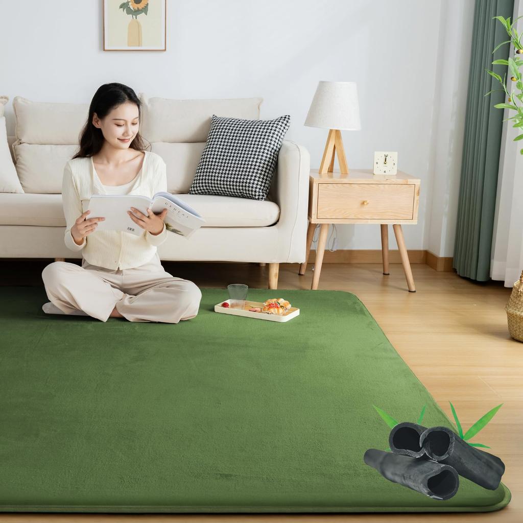 Softime Carpet Extra Thick Thick Rug with Bamboo Charcoal 130x185cm Tatami Comfortable for All Compatible with Underfloor Heating and Hot Kotatsu
