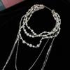 Layered Pearl Tassel Necklace Women Vintage Long Pendant Chain Statement Collarbone Jewelry 2025