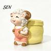 Cute Lamb Succulents Planter Planter, Cartoon Sheep Carring Bag Plant Pot, Small Pot for Gift Resin Flower Succulents, Houseplants, Desk Decoration