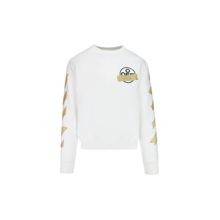 Off-White Tape Arrows Slim Crewneck White/Beige Men Tops OMBA025R20E300020148