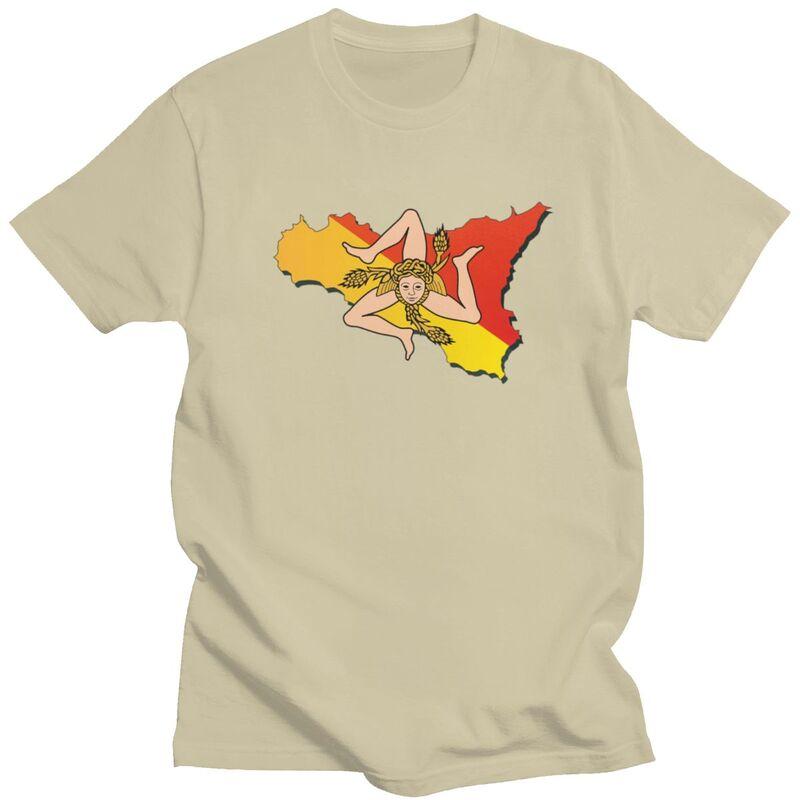 Custom Sicily Sicilia Flag Map Tshirts for Men Short Sleeve T Shirt Fashion Italian Sicilian Pride Tshirt 100 Cotton Tee Gift