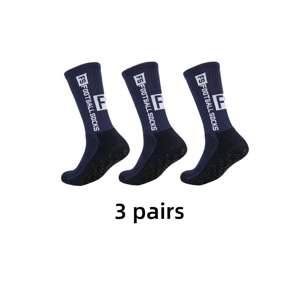 3 Pairs Non Slip Football Socks Mens Friction Gasket Tube Running Ice Snow Hiking Athletic Over Knee Stockings Basketball Socks