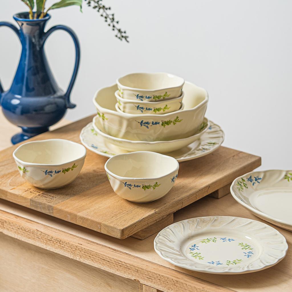 Sean, French Western Food Plate Vegetable Plate Soup Plate Lace Ceramic Bowl Plate Tableware Rice Bowl Plate Deep Plate Soup Bowl