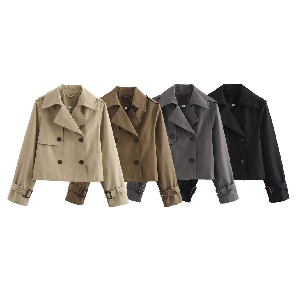 New autumn models, women's clothing, European and American style French design, fashionable and versatile casual style short trench coat