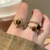 A Set of Three Stylish Sunflower Water Droplet Decorative Open Rings Suitable for Women'S Everyday Wear