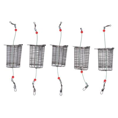 5 Stück Angelköderkäfige Köderkäfig Edelstahl Angelfalle Korb Futterkorb Halter M