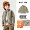 Right European Style Boys' Bear Collar Jacket with Fleece Lining, Thickened, Anti-Static, New Winter Children's Clothing Top, Trendy