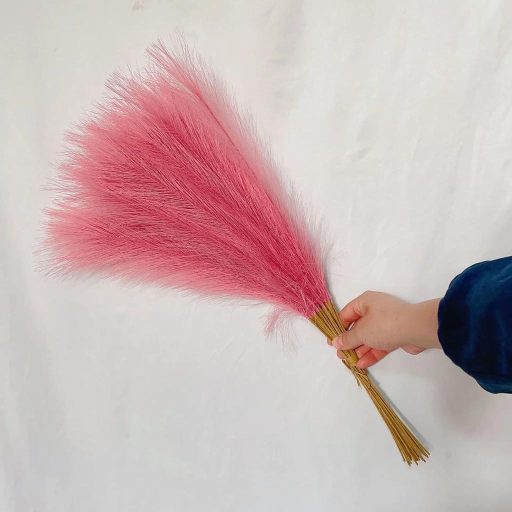 55CM 5PCS Fluffy Pampas Grass Boho Decor Flower Fake Plant Reed Simulated Wedding Party Home Decoration Artificial Flowers