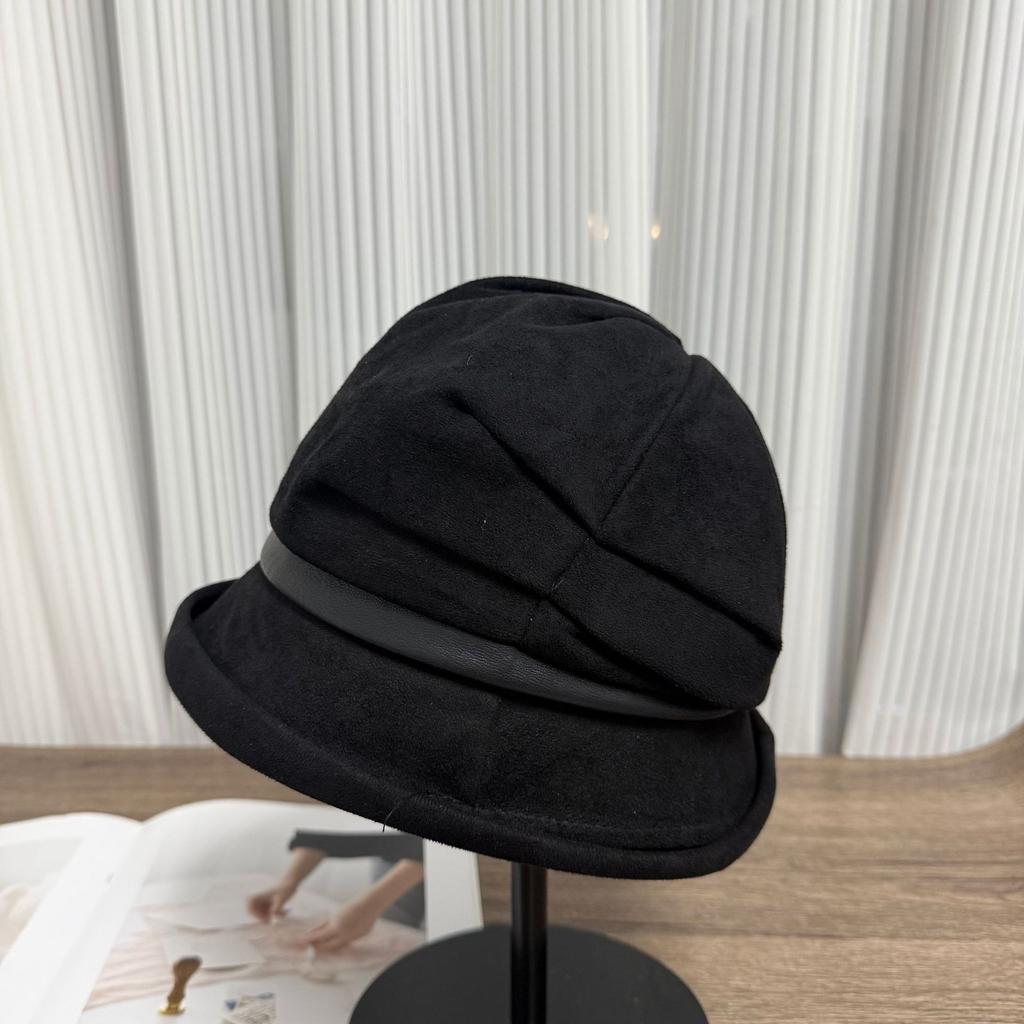 Autumn and winter new crimped fisherman's hat children pleated wide brim retro versatile casual pile shows the face small thermal basin hat