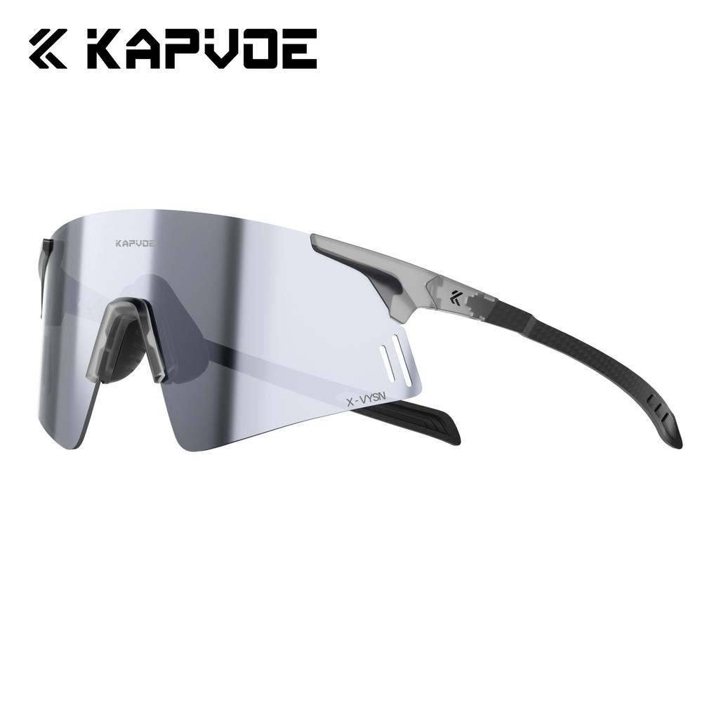 Kapvoe Lightweight Photochromic Rimless Sunglasses Real Carbon Fiber Cycling Glasses UV400 MTB Bike Running Men Sports Eyewear