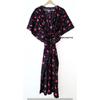 Women Summer Cotton Sleepwear Rose Print Black Long Maxi Ethnic Caftan Dress CKFTN-SCRN-FULL-BUYIT-060