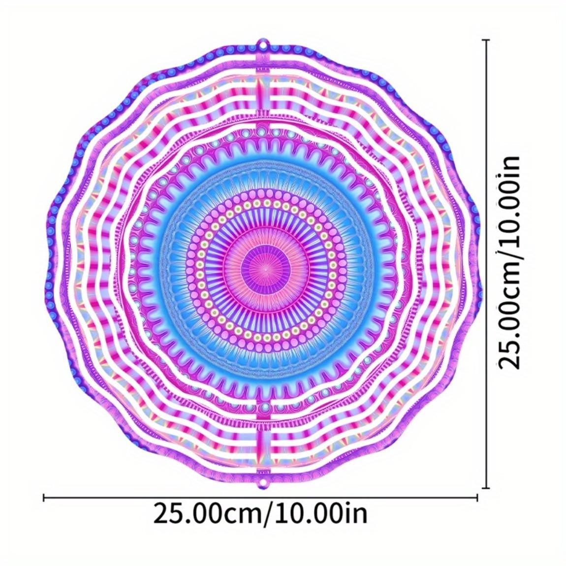 

10-дюймовый фиолетово-синий подвесной ветряной спиннер, вращающееся на 360 градусов металлическое искусство для сада, балкона, уличного декора, не требует батареек, креативный подарок 01A