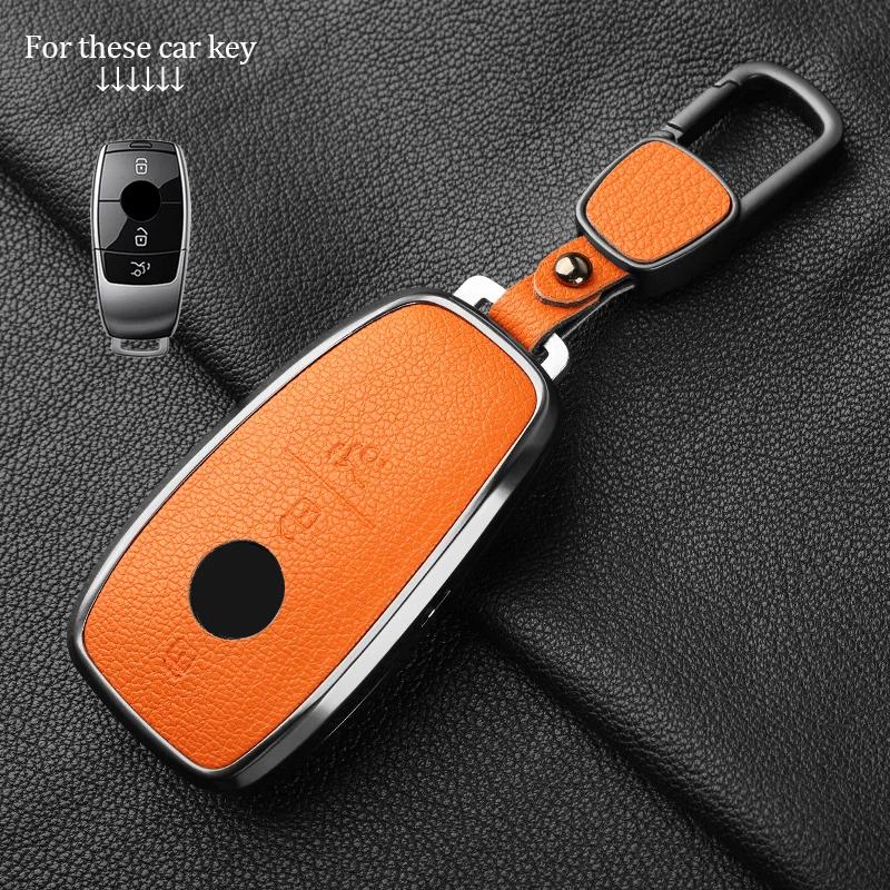 Metal And Leather Car Key Case Cover For Mercedes Benz W176 W177 W205 W206 W212 W213 W222 W223 W167 463 X166 A C E S G Cls Class
